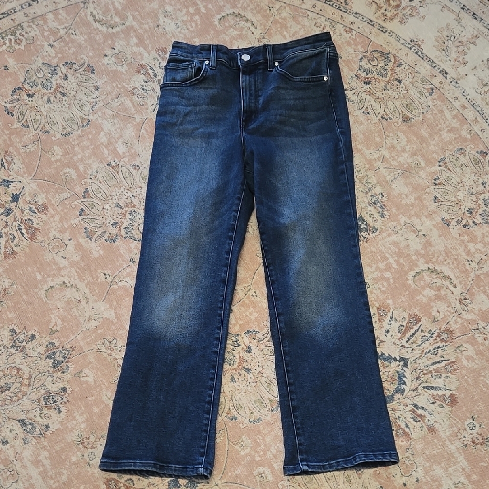 William Rast Dark Blue Denim Jeans Super High Rise Flare Crop Stretch sz…28 EUC